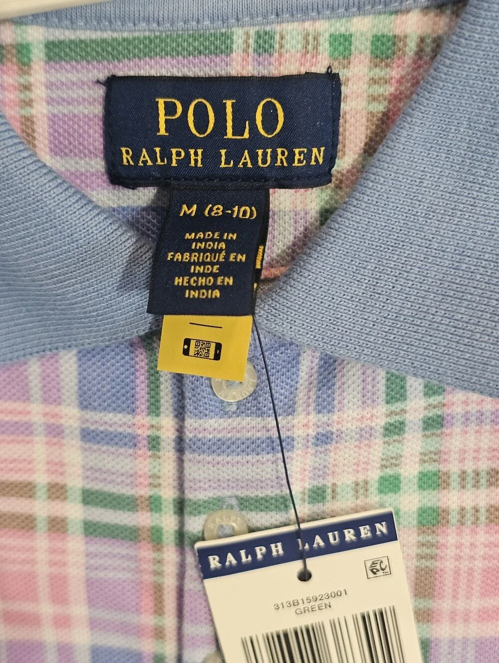 Polo Ralph Lauren Kids Plaid Polo Dress in Blue, Pink & Green